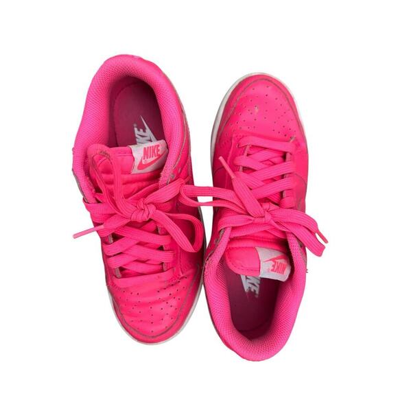 Nike Kid's Hot Pink White Dunk Low Hyper Lace Up Sneaker Shoes Size 5 - Picture 11 of 11